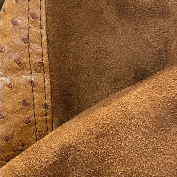 Mens XXL 46 Full Quill Ostrich Trim Leather Jacket France Buttercup Soft Suede - Picture 13 of 14